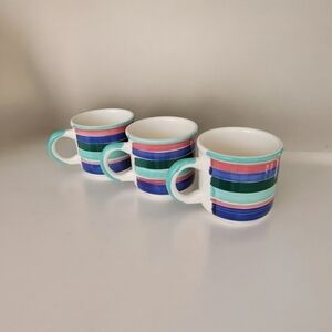 Pier 1 Made in Italy Handpainted Striped Mugs Set of 3